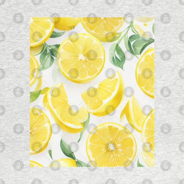 Yellow Watercolor Lemon Slices by hippohost